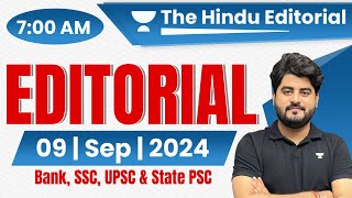 9 September 2024  The Hindu Analysis  The Hindu Editorial  Editorial by Vishal sir  Bank  SSC [upl. by Oludoet974]