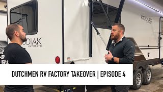 2023 Dutchmen RV Factory Tour  Episode 4 Kodiak Ultimate 2921FKDS Front Kitchen Exterior Features [upl. by Eceertal292]