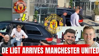 MATTHIJS DE LIGT ARRIVES IN MANCHESTER MEDICALS AND FANS AWAITING MANCHESTER UNITEDS NEW STAR [upl. by Sachi]