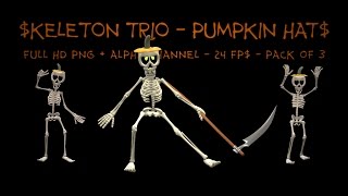 Dancing Skeleton Trio  Pumpkin Hats [upl. by Akiras]