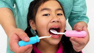 Go To The Dentist Song  Jannie amp Charlotte Pretend Play SingAlong to Nursery Rhymes Kids Songs [upl. by Thilda498]