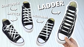 4 COOL WAYS TO LACE CONVERSE Ladder Lace Lattice Lace Lightning Lace Sawtooth Lace [upl. by Azilanna]