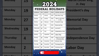 LIST OF FEDERAL HOLIDAYS 2024 IN THE US [upl. by Waverley]