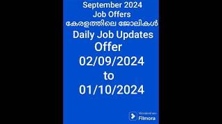 Latest kerala new jobs September 2024 New job opening offers [upl. by Anavoig267]