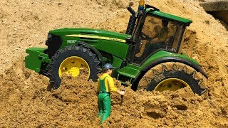 BRUDER TRACTOR IN TROUBLE Tractor MUD RIDE stuck in sand Action video for kids [upl. by Haida]