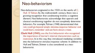 Neobehaviorism Stagestypes of behaviorism Tolman amp Hulls Contribution Cognitive map Derives [upl. by Hedi525]