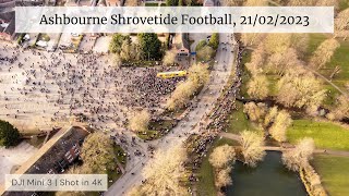 Ashbourne Shrovetide football by drone away from the game play area 2023 [upl. by Lindi]