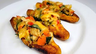 Stuffed plantains caribbean style  recipe w salted fish [upl. by Lilak]