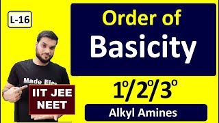 L16 How to Find ORDER OF BASICITY in Alkyl Amines  full explanation  JEE NEET  By AArora [upl. by Gnanmas]