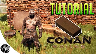 CONAN EXILES  DICAS  Como fazer Couro Tijolo Tijolo endurecido Piche e Consolidador de Pedra [upl. by Bernie]