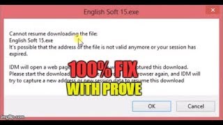 IDM cannot resume downloading the file  How to fix Resume Download in IDM 100 Working Prove 2018 [upl. by Nauqaj]