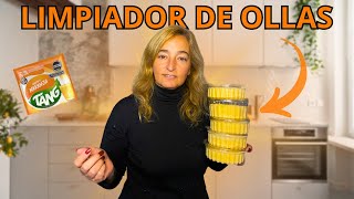 LIMPIADOR de OLLAS con un TANG🍊🧽 [upl. by Annot221]