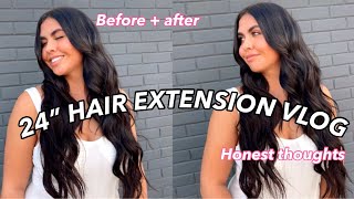 Getting 24” EXTENSIONS for the FIRST time Hand tied bellami professional MY HONEST THOUGHTS [upl. by Dean]