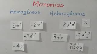 10 Monomios Homogéneos y Heterogéneos [upl. by Elbertina636]