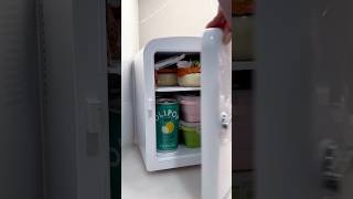 Mini fridge restock 🤍 minifridge restock organize snacks satisfying aesthetic asmr viral [upl. by Lawlor131]