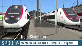 Train Simulator Marseille SaintCharles  Lyon SaintExupéry with SNCF TGV Duplex [upl. by Naraj43]