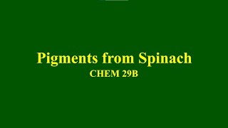 Isolation of Chlorophyll and Carotenoid Pigments from Spinach [upl. by Ulphi294]