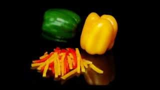 FOODLOGISTIK  bell pepper cutting with striping disk [upl. by Cyrus]