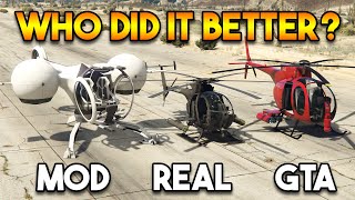 GTA 5 BUZZARD VS REAL CHOPPER VS MODDER HELICOPTER WHO DID IT BETTER [upl. by Nedac375]