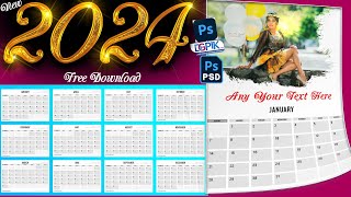 2024 Calendar PSD Template Free  Wall Calendar Design 2024 Free PSD [upl. by Rossner]