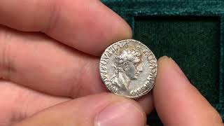 Ancient Roman silver denarius coin of emperor Augustus [upl. by Josias342]