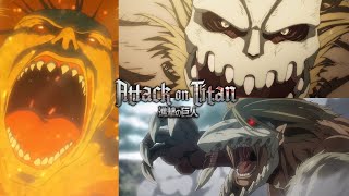 All Ymir Porco and Falco Titan Roars In Attack On Titan Season 2  Season 4 Part 2 [upl. by Nadab]