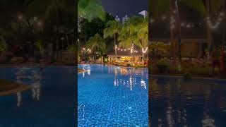 EDSA ShangriLas pool area at night staycationvibes staycation shangrila pool [upl. by Avrom468]