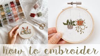 EMBROIDERY 101  How to embroider for beginners  What you need to start  step by step tutorial [upl. by Mignon880]