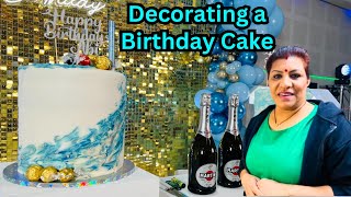 பட்டர் ஐசிங் எப்படி செய்வதுகேக் டிசையின் போடுவது  Decorating a Birthday Cake with buttericing [upl. by Laemaj]