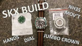 SKX Build  NH35 Dial Hands and Jumbo Crown Install [upl. by Fifi]