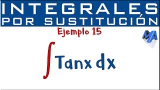 Integración por sustitución  Ejemplo 15  Tangente [upl. by Llewkcor]