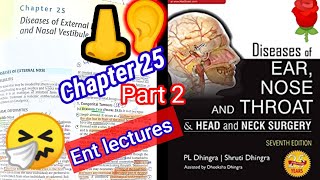 Diseases of External noseand nasal vestibule 🔴 ENT DHINGRA lectures part 2 ✌️ saddle hump nose 👃 [upl. by Anabal]