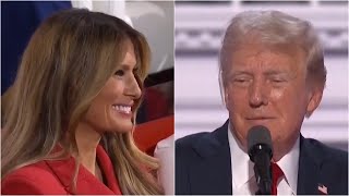 Heartwarming moment as Donald Trump praises amazing wife Melania during NPC address [upl. by Airamzul]