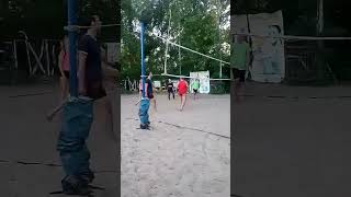 Beach volleyball a neat hit under the net to the center of the field [upl. by Nahsin966]