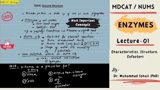 MDCAT  NUMS  Enzymes  Lecture01 [upl. by Linskey]