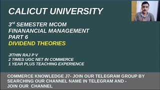 Mcom 3rd sem Financial Management Dividend Theories Part 6 Calicut University [upl. by Laidlaw]