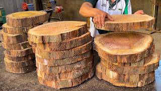 See What This Guy Did With Tree Logs To Create A Unique Dining Table [upl. by Kenzi]