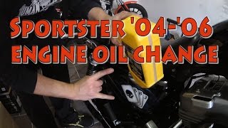 How to change oil and oil filter on a 0406 HarleyDavidson Sportster [upl. by Schug]