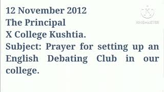 Application to the Principal of your college requesting to set up an English Debating Club [upl. by Ylreveb391]