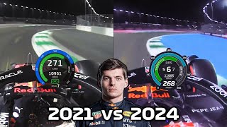 Verstappen Jeddah 2024 vs His Unfinished Mega 2021 Q3 Lap [upl. by Yboj]