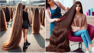 Girls with Super Long Hair Amazing Hair Styles and Length  Real Rapunzel [upl. by Nnaillek]