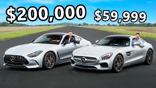 New Mercedes AMG GT vs The Cheapest AMG GT You Can Buy  DRAG RACE REVIEW  LAP TIME [upl. by Donelson]