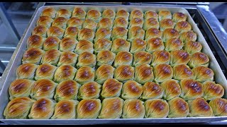 How To Make MUSSEL BAKLAVA  Turkish Gaziantep Style Baklava Recipe  Pistachio Creamy Mussel Shaped [upl. by Sevart308]