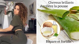 MASQUE CHEVEUX ALOE VERA  HUILE DE COCO  cheveux longs et brillants 🌱 [upl. by Madigan570]