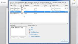Select Recipients to Include in a Mail Merge  Word 2010 [upl. by Huesman581]