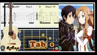 Guitar Tab  Gracefully Sword Art Online OST Fingerstyle Tutorial Sheet Lesson Anp [upl. by Anitrebla411]