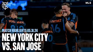 Match Highlights  New York City FC 51 San Jose Earthquakes [upl. by Cock245]