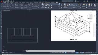 AutoCAD Orthographic Projection Example 2 Multi View Drawing [upl. by Etep835]