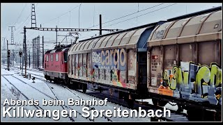 Abends beim verschneiten Bahnhof KillwangenSpreitenbach [upl. by Schlosser]