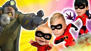 INCREDIBLES 2 Pretend Play Dash Violet and Jack Jack Play at Park and Defeat the Underminer [upl. by Adiarf907]